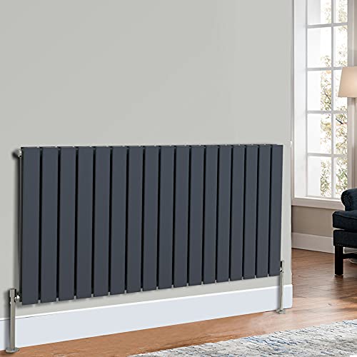 NRG Anthracite 600x1156mm Horizontal Designer Radiator Double Column Flat Panel Central Heating Rads