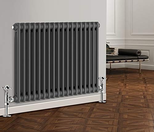 NRG 600 x 830mm Traditional Anthracite Horizontal Cast Iron Style Radiator Double Panel