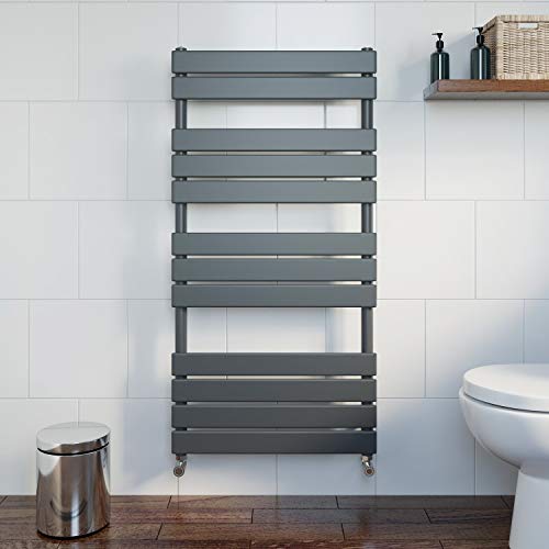 DuraTherm Heated Towel Rail Radiator For Bathrooms Wall Mounted Flat Panel Ladder Anthracite 1200 x 600mm
