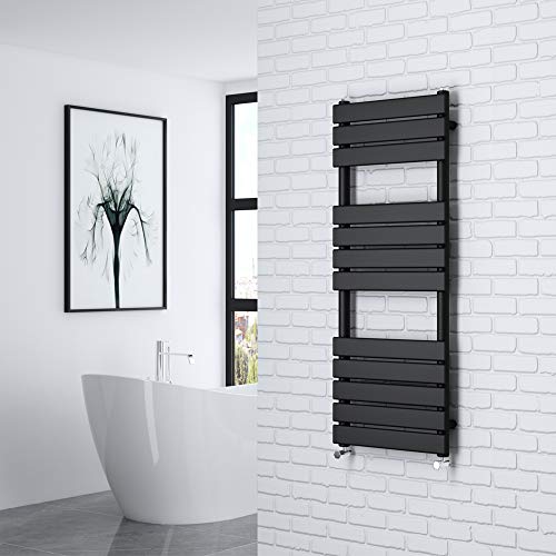 NRG 1200x450 Flat Panel Heated Towel Rail Bathroom Rad Radiator Black