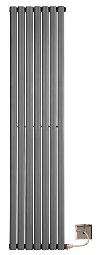 Greenedhouse 1800 H x 420 W Electric Anthracite Single Panel Vertical Oval Tube Radiator tall column radiator