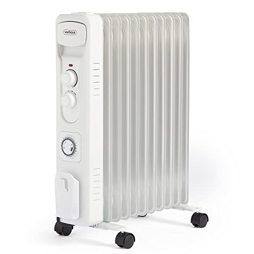 VonHaus Oil Filled Radiator 11 Fin, Electric Radiator for Home Office, Oil Radiator Warms Any Room Quickly, Thermostatically Controlled 2.5kw Oil Heater for Maximum Warmth, 2 Year Warranty