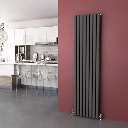 ELEGANT 1800 x 480 mm Modern Vertical Column Designer Radiator Anthracite Oval Double Panel Radiator Heater