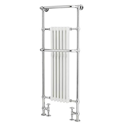 Milano Elizabeth - 1500mm x 575mm Traditional Heated Towel Rail Radiator with Cast Iron Style Insert – Chrome and White