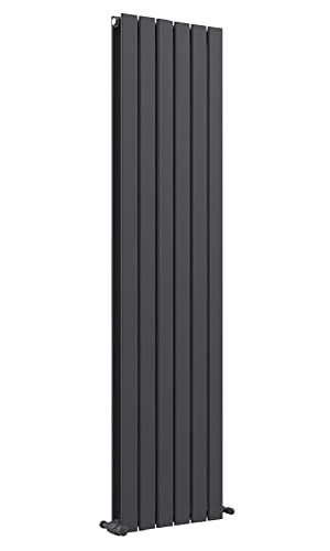 VeeBath Metz Slimline Low Carbon Mild Steel Matt Anthracite Vertical Double Panel Bathroom Heating Radiator - 1800 x 460mm