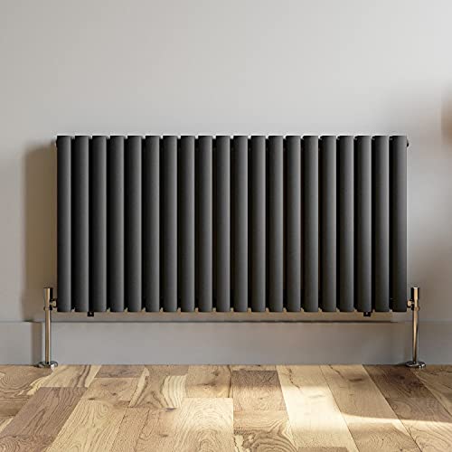 DuraTherm Anthracite Designer Radiator Horizontal Oval Column Double Panel Rad 600x1200mm