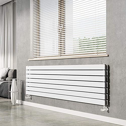 Pinta Horizontal Radiator | Flat Panel Double Column | Central Heating | Living Room Hallway Bathroom Kitchen Radiator | 475 x 1800| White