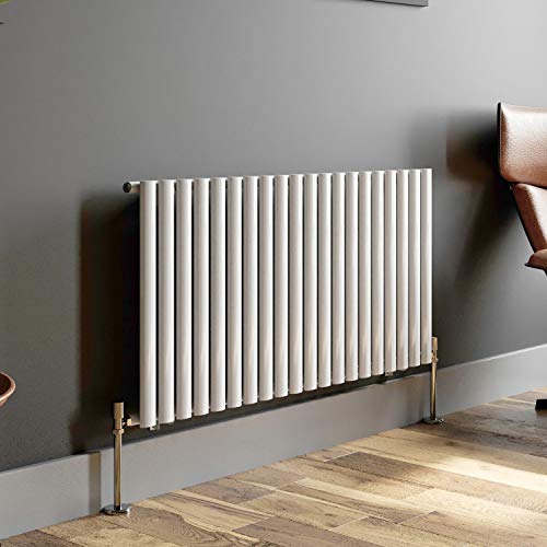 DuraTherm Designer Radiator Horizontal White Oval Column Rads Single Panel 600x1200mm