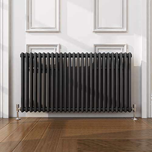 ELEGANT Traditional Radiator Anthracite Double Horizontal Cast Iron Grey Radiator - Perfect for Kithcen, Living Room, Bathroom Radiators 2 Column 600 x 1190 mm