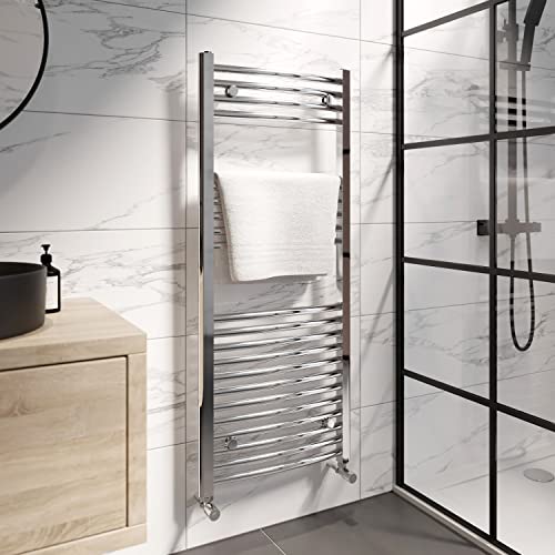 DuraTherm Heated Towel Rail Radiator Bathroom Chrome Curved Ladder Rails Towel Warmers Central Heating Rad 500 x 1200mm