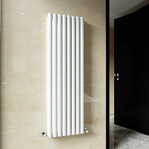 ELEGANT 1600 x 480mm Vertical Column Radiator White Oval Double Panel Designer Radiator Heater